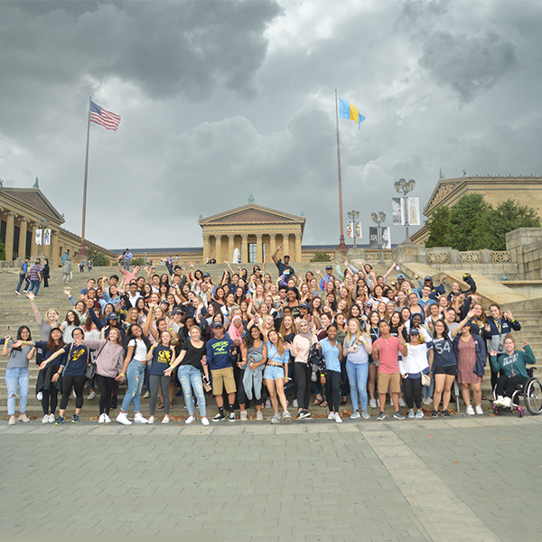 College of Nursing and Health Professions new first-year students on the Philadelphia Museum of Art steps
